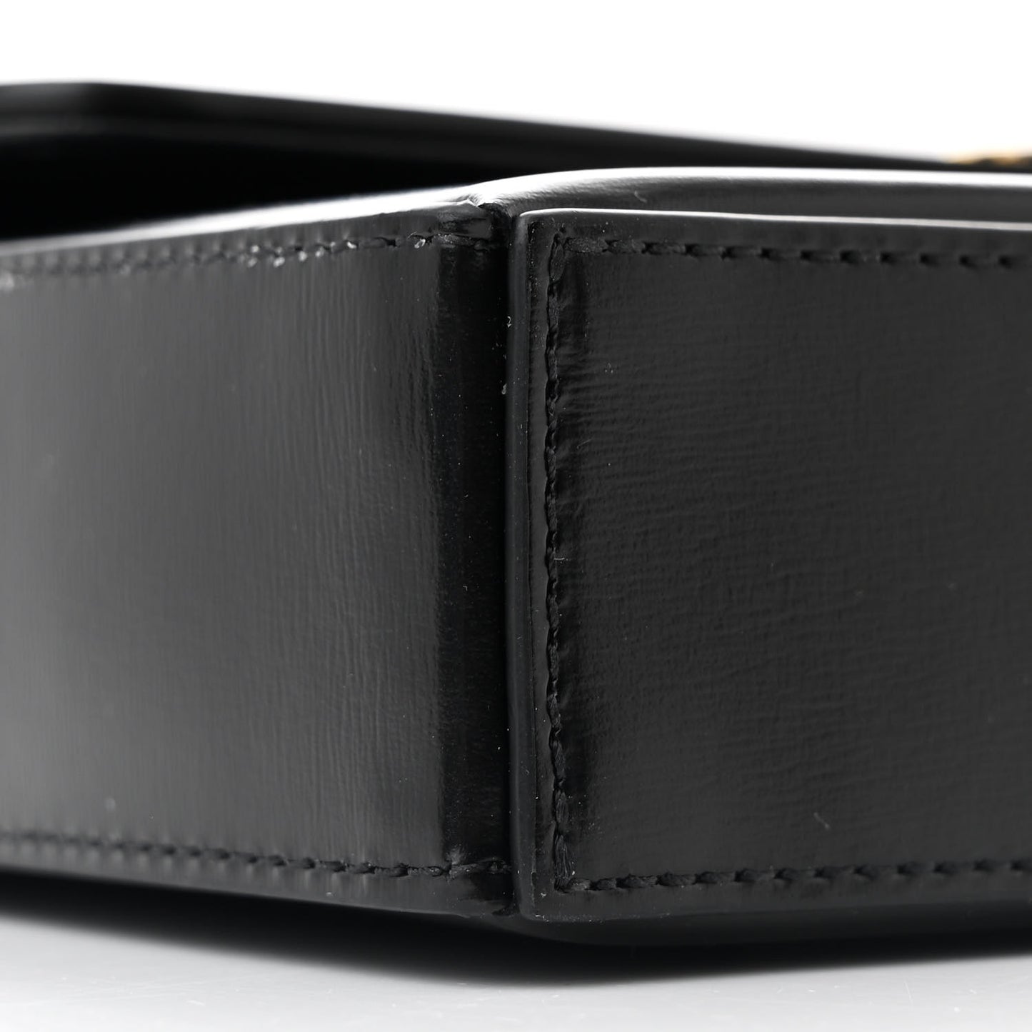 Shiny Calfskin Triomphe Chain Box Bag Black