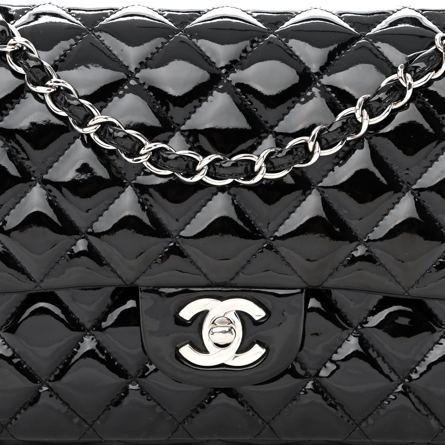 Chanel Patent Quilted Medium Double Flap Black 10 of 15