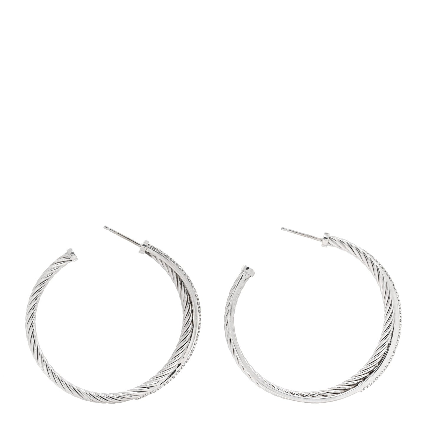 Sterling Silver Diamond Extra Large Crossover Hoop Earrings