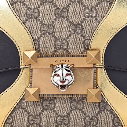 Gucci GG Supreme Monogram Small Osiride Top Handle Bag Black Gold 12 of 12