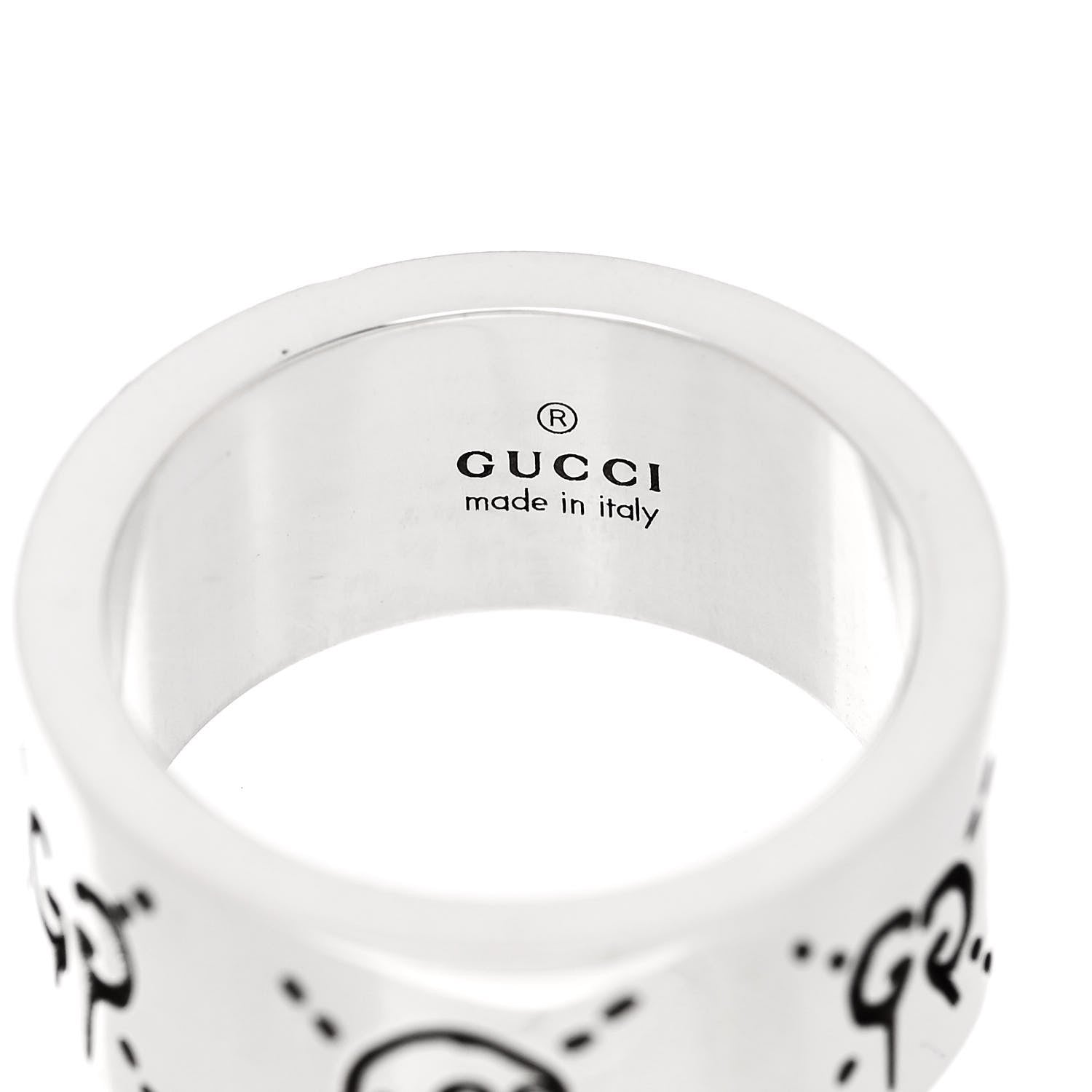 Gucci Sterling Silver GucciGhost Hamlet Skull Band Ring 50 5.5 4 of 6