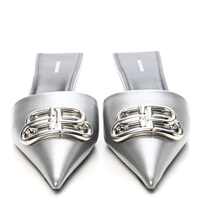 Balenciaga Metallic Nappa BB Square Knife Pointed Toe 40mm Mules 37 Silver 2 of 8