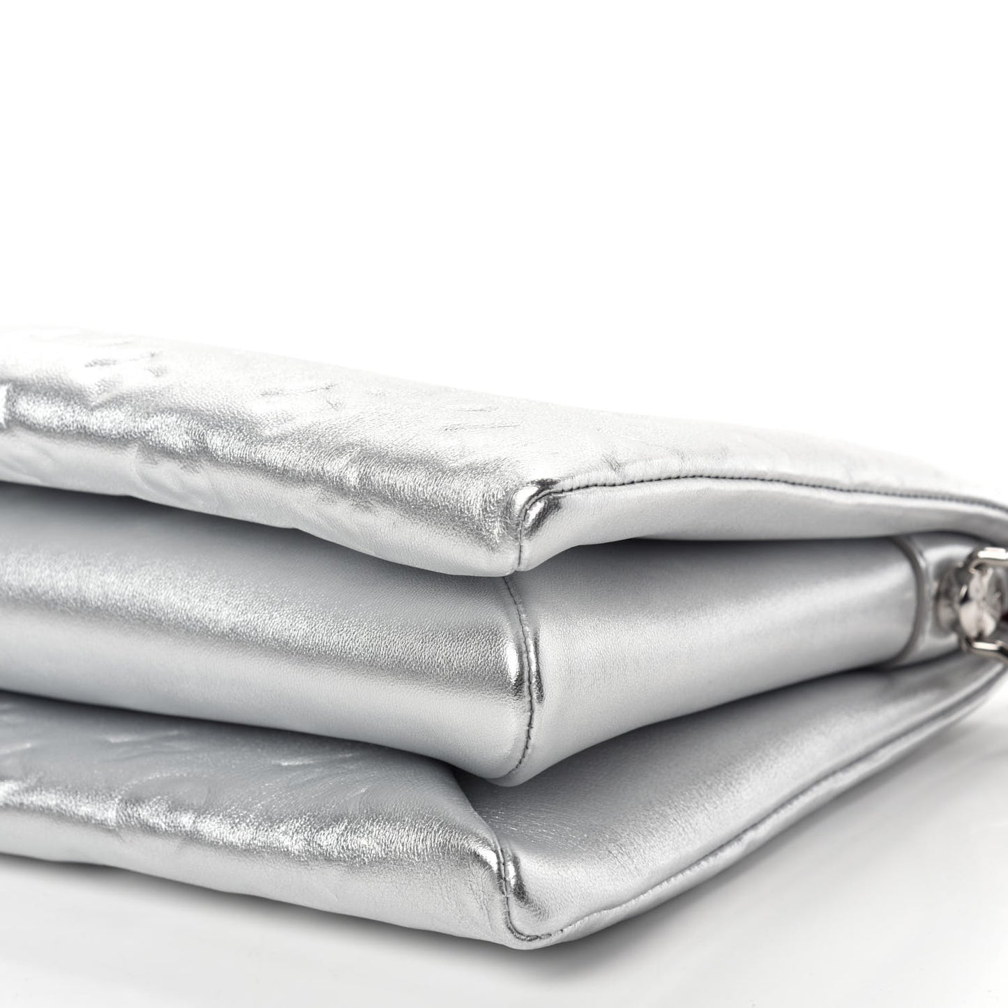 Metallic Lambskin Embossed Monogram Coussin PM Silver