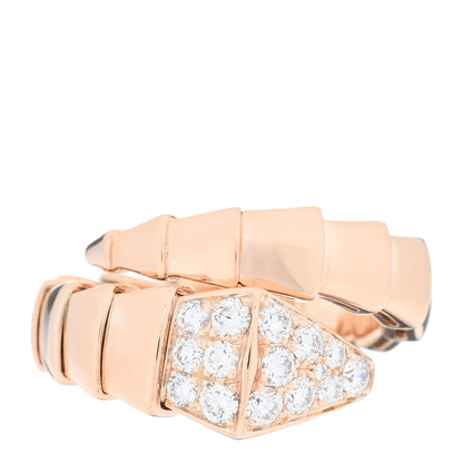 Bulgari 18K Rose Gold Diamond Serpenti Viper Ring L 1 of 4