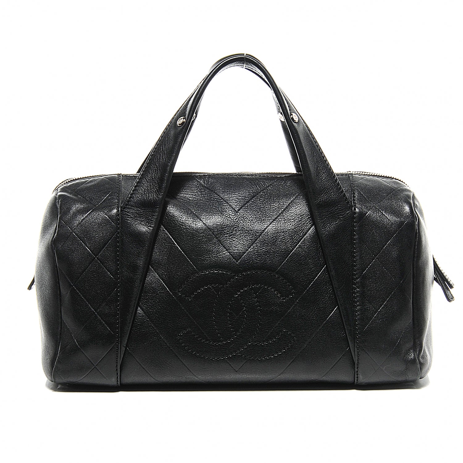 Chanel Calfskin CC Chevron Boston Black 1 of 8