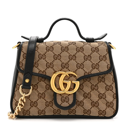 Gucci Monogram Azalea Calfskin Matelasse Diagonal Mini GG Marmont Top Handle Shoulder Bag Beige Ebony Black 1 of 11