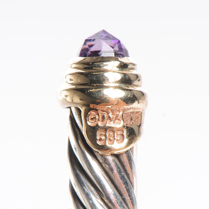 David Yurman Sterling Silver Amethyst 5mm Cable Classics Cuff 6 of 6