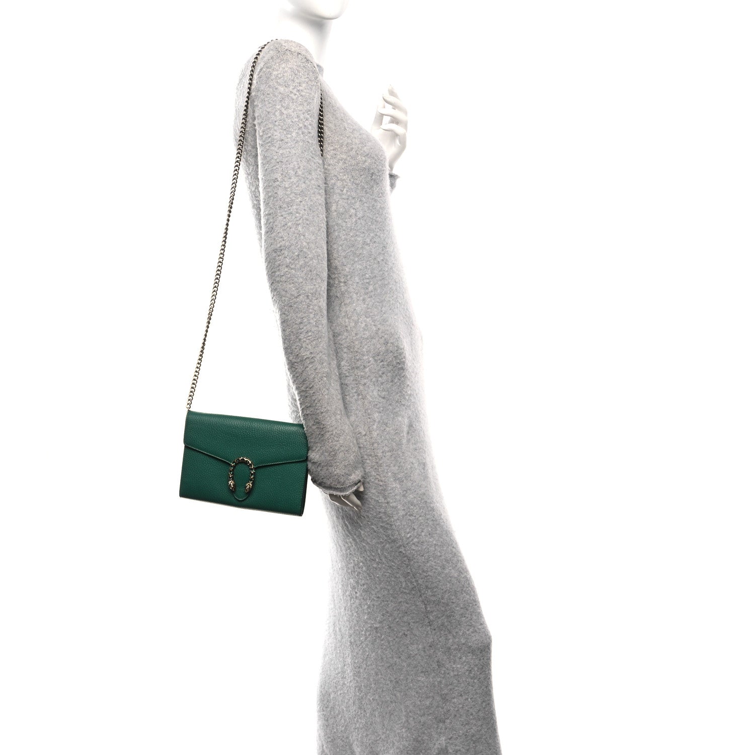 Gucci Calfskin Mini Dionysus Chain Wallet Emerald 2 of 10