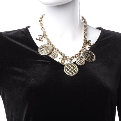 Chanel Medallion CC Quilted Pendant Necklace Gold 2 of 5
