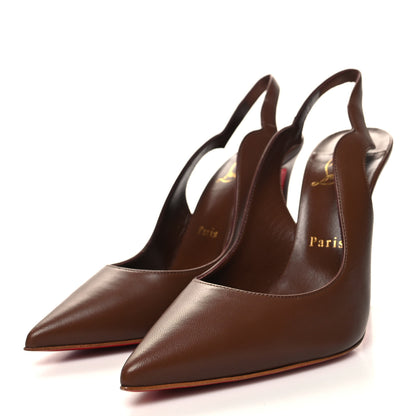Christian Louboutin Calfskin Hot Chick Slingback 100 Pumps 38 Nude 6 3 of 8