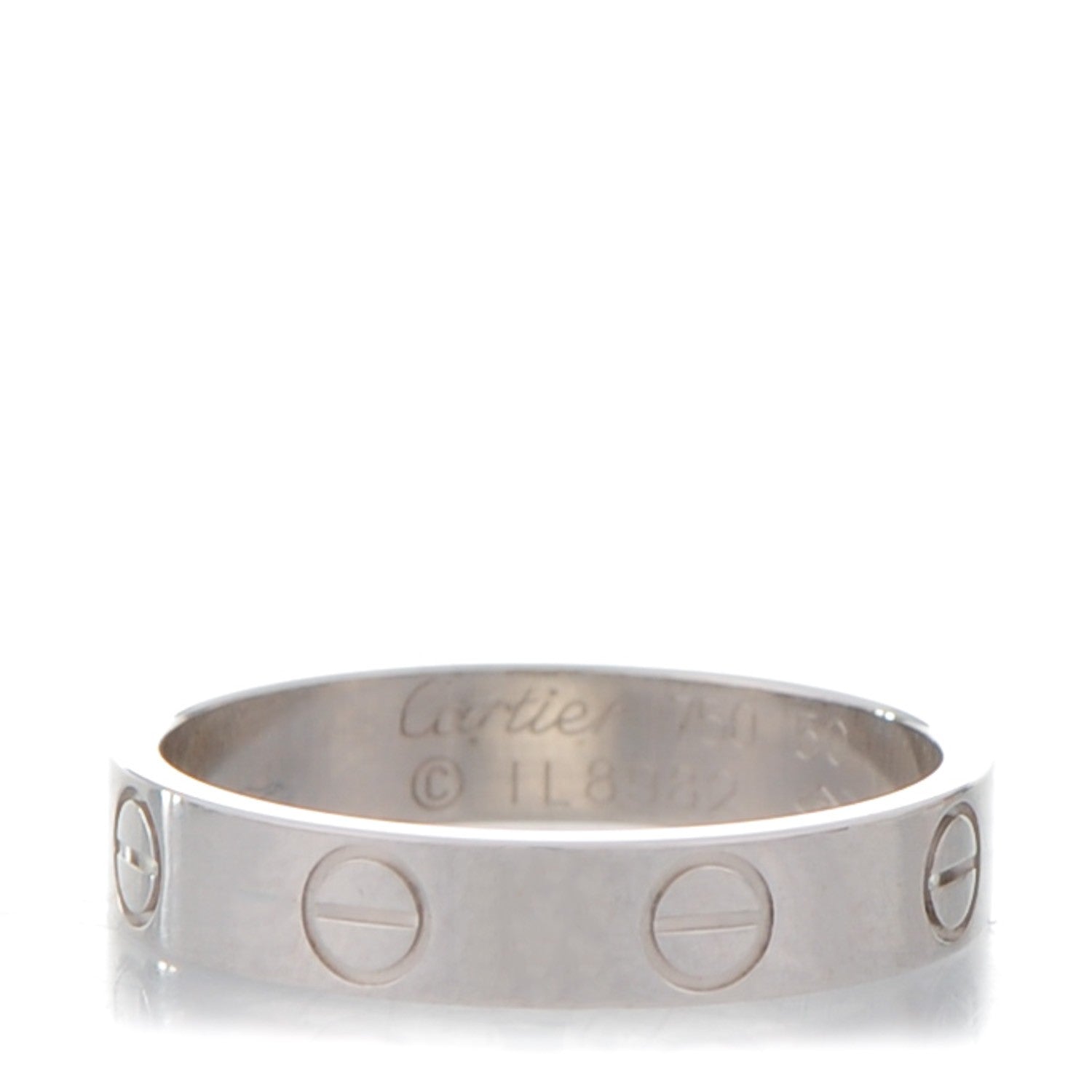 Cartier 18K White Gold 4mm LOVE Wedding Band Ring 50 5.25 1 of 4