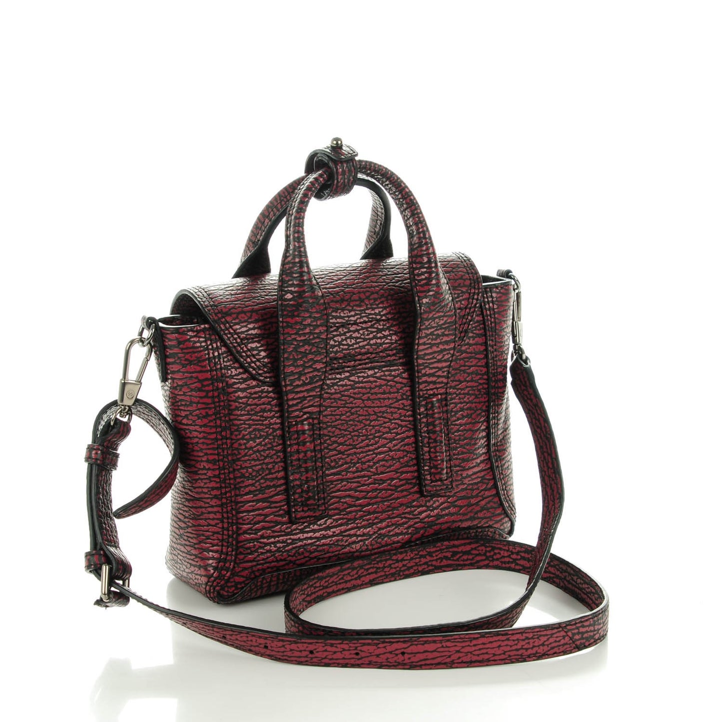3.1 Textured Calfskin Mini Pashli Satchel Black Red