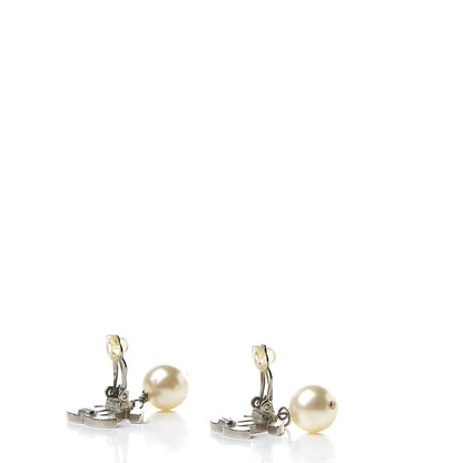 Chanel Pearl CC Drop Clip On Earrings Silver 3 of 4
