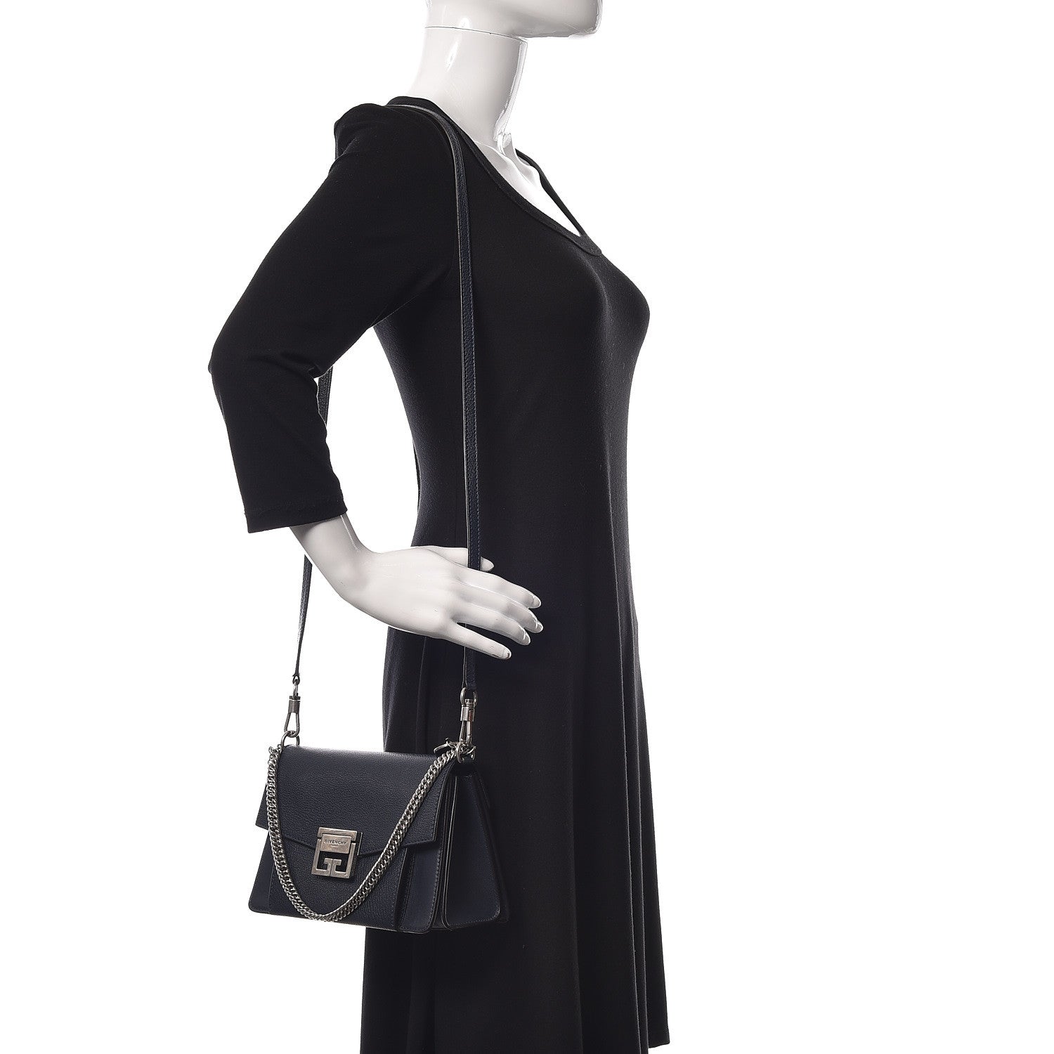 Givenchy Goatskin Small GV3 Shoulder Bag Dark Blue 2 of 9