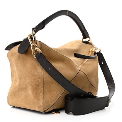 Loewe Suede Medium Puzzle Bag Gold 3 of 15