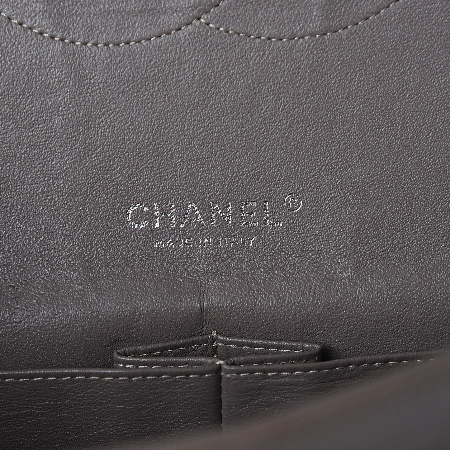 Patent Quilted Maxi Double Flap Grey