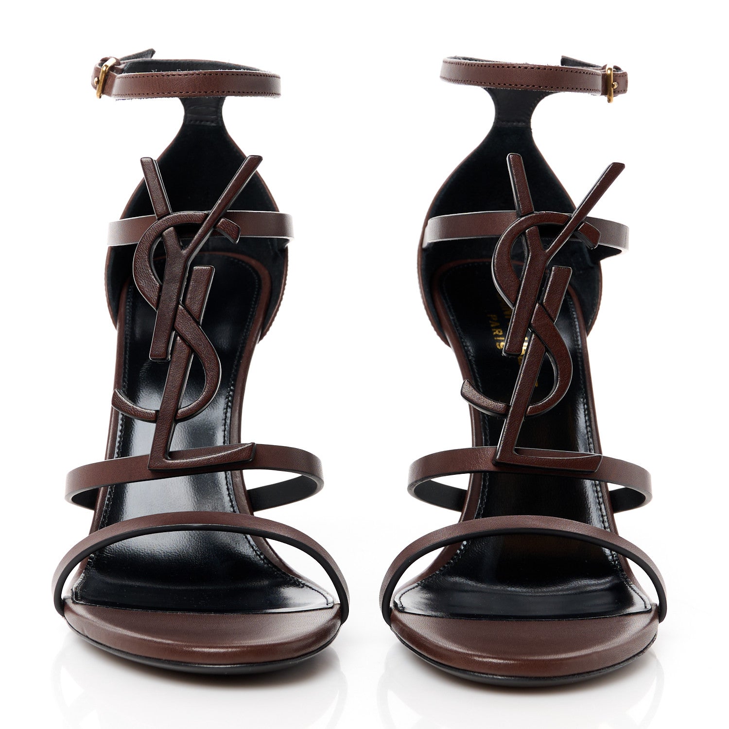 Saint Laurent Calfskin Cassandra 100 Sandals 38.5 Brown 2 of 9