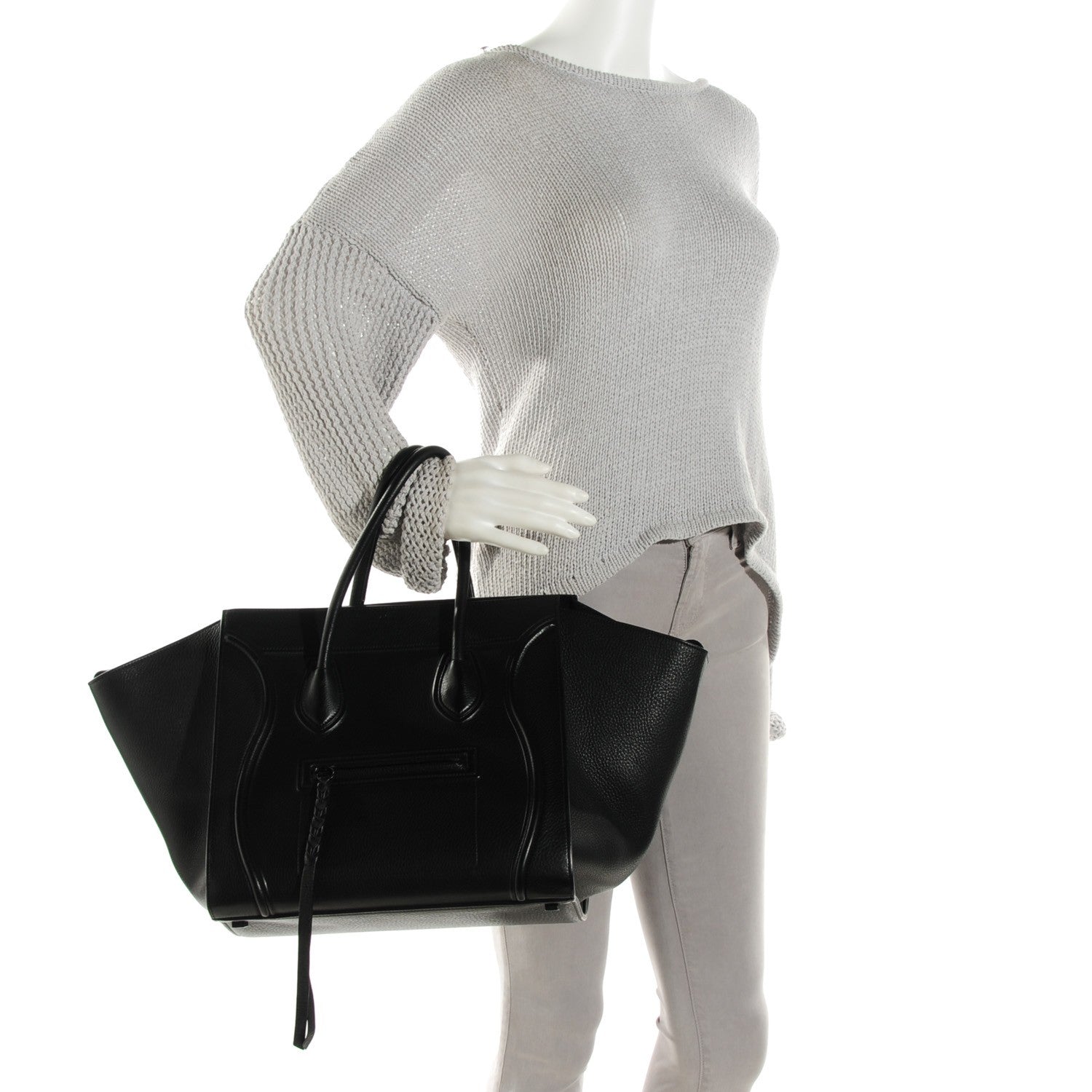 Celine Supple Calfskin Medium Phantom Luggage Black 2 of 7