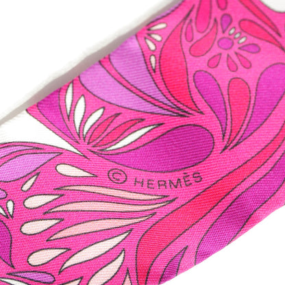 Hermes Silk Millefleurs Du Mexique Twilly Fuchsia Mauve Rose 6 of 6