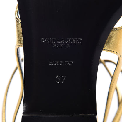 Saint Laurent Metallic Lambskin Gia 05 Ankle Sandals 37 Oro 6 of 8