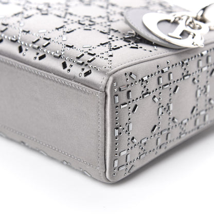 Christian Dior Satin Crystal Cannage Mini Lady Dior Gray 6 of 9