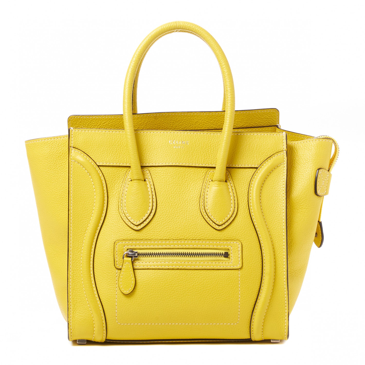 Celine Drummed Calfskin Micro Luggage Citron 1 of 10