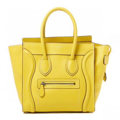 Celine Drummed Calfskin Micro Luggage Citron 1 of 10