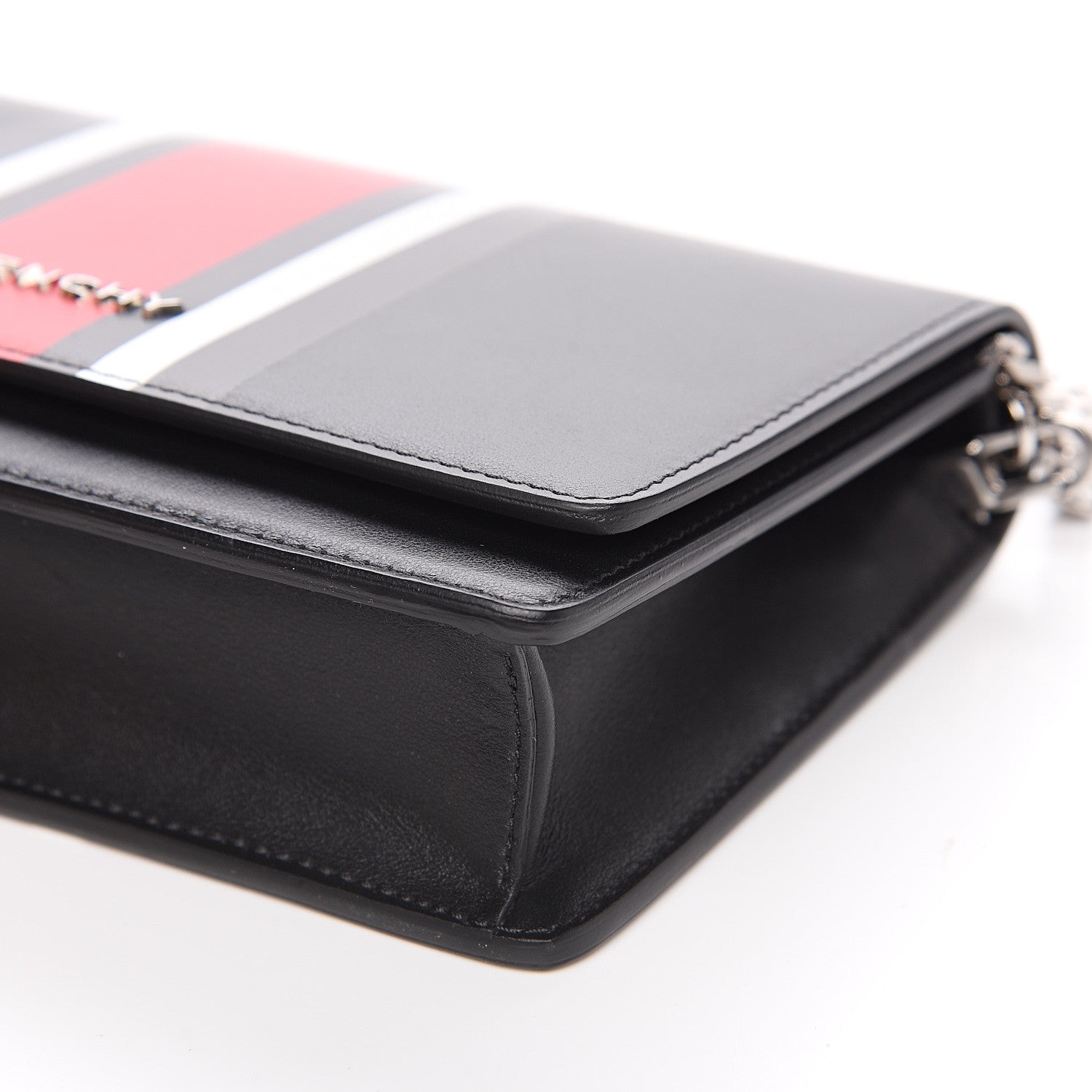Givenchy Calfskin Striped Pandora Chain Wallet Black 6 of 9