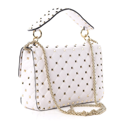 Valentino Garavani Lambskin VLTN Print Medium Rockstud Spike Shoulder Bag Optic White Black 4 of 12