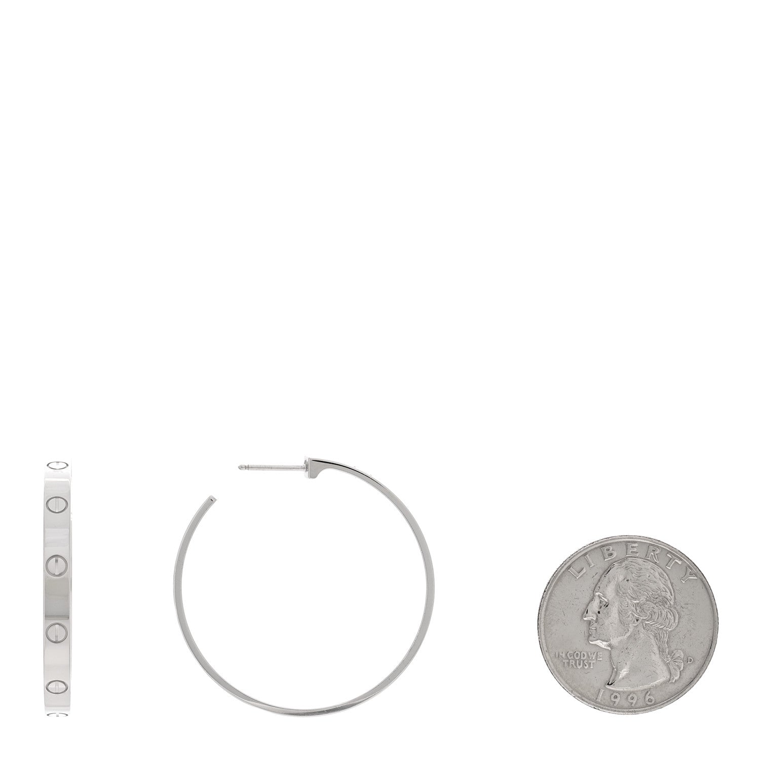 Cartier 18K White Gold Large LOVE Hoop Earrings 2 of 4