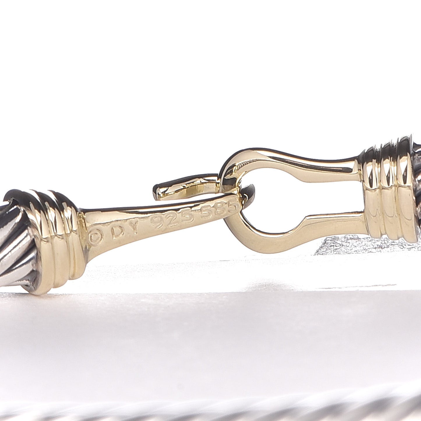 Sterling Silver 14K Yellow Gold 5mm Cable Classic Buckle Bracelet