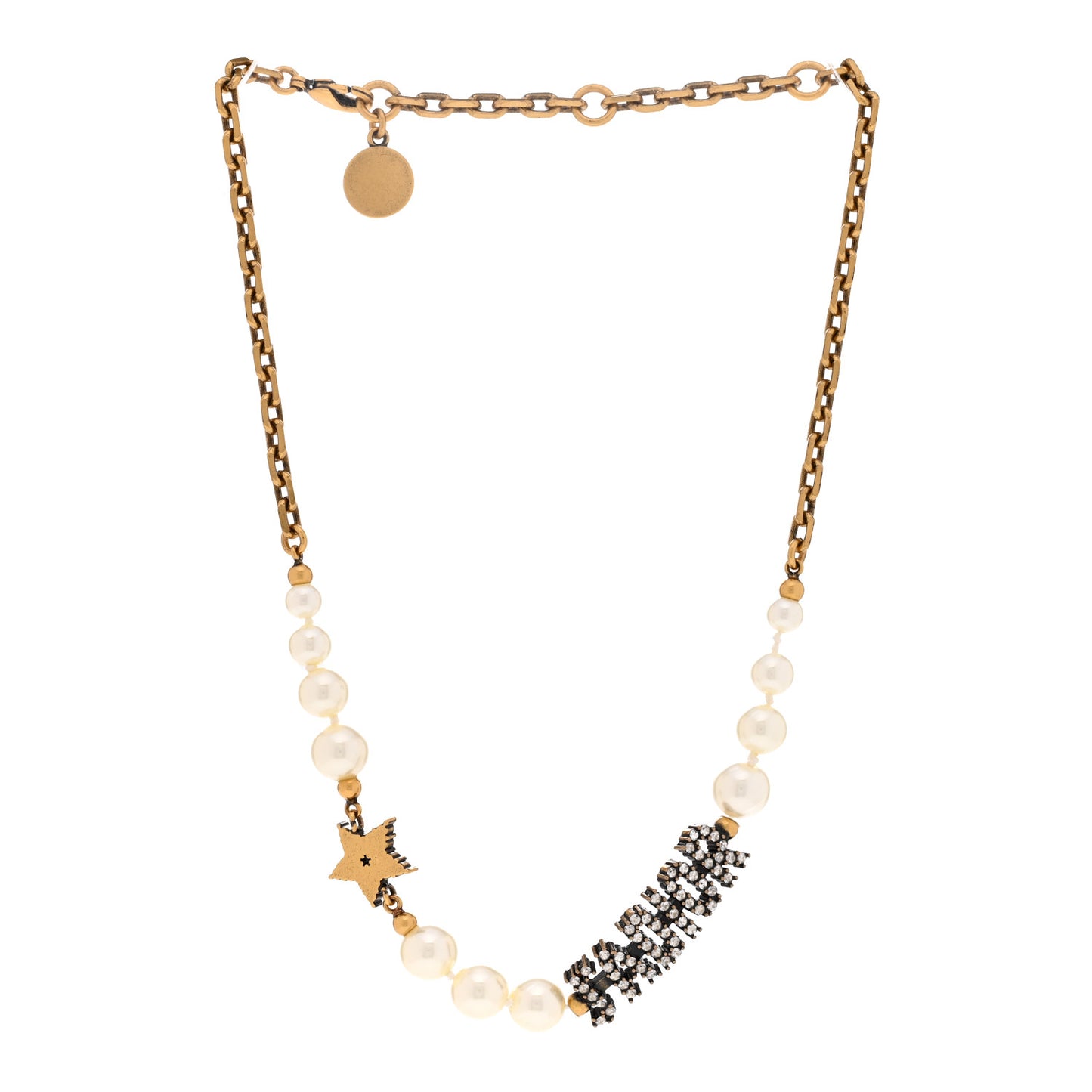 Metal Pearl Crystal J'Adior Choker Necklace Antique Gold