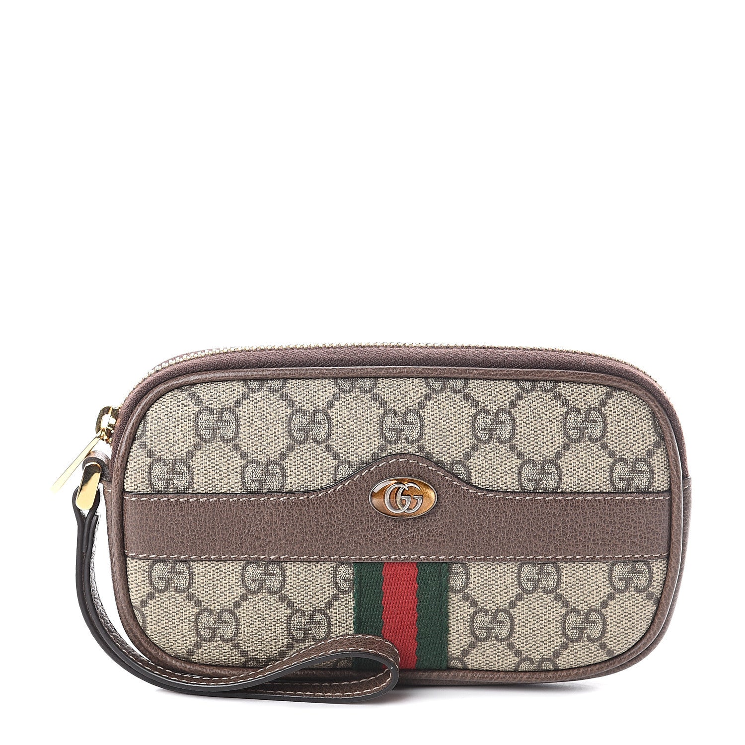 Gucci GG Supreme Monogram Ophidia Phone Case Wristlet Brown 1 of 5