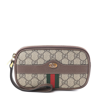 Gucci GG Supreme Monogram Ophidia Phone Case Wristlet Brown 1 of 5