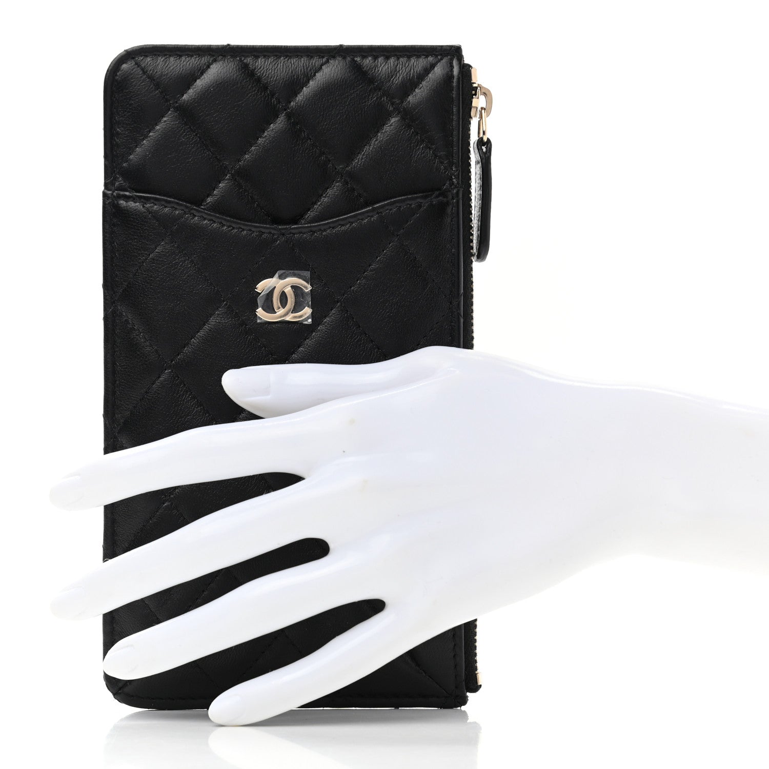 Chanel Lambskin Quilted Classic Flat Wallet Pouch Black 2 of 7
