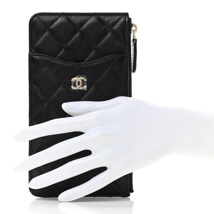 Chanel Lambskin Quilted Classic Flat Wallet Pouch Black 2 of 7