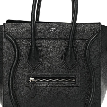 Celine Drummed Calfskin Micro Luggage Black 10 of 14