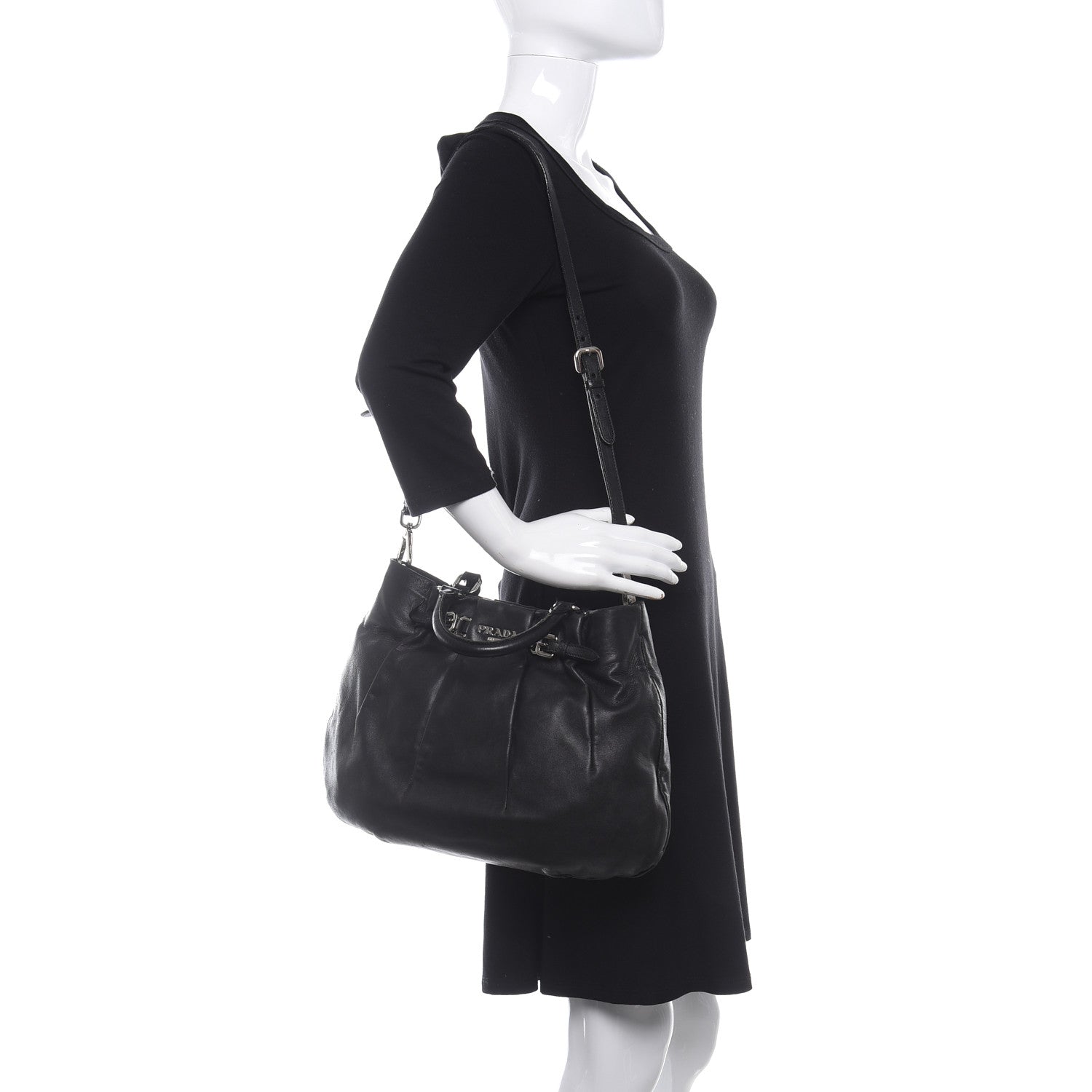 Prada Soft Calf Shopping Tote Black 3 of 11