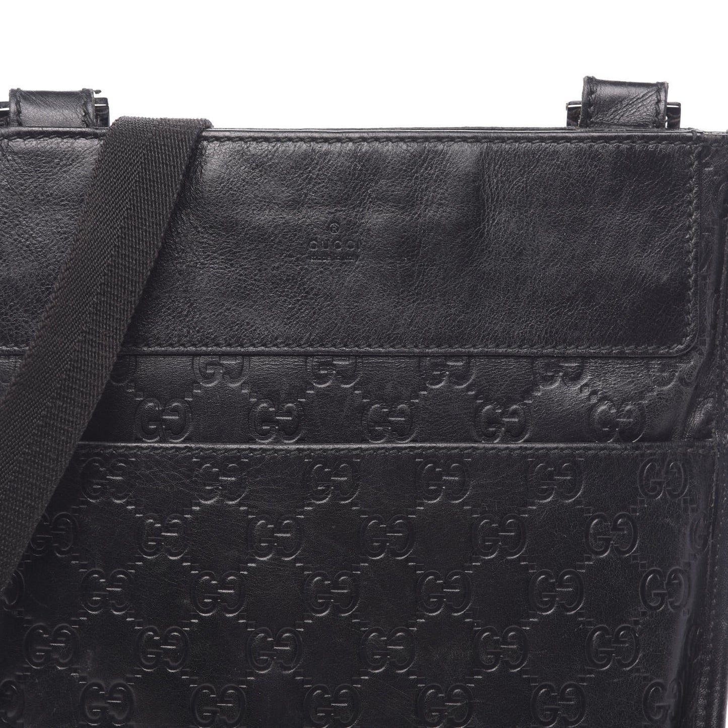 Guccissima Medium Flat Messenger Bag Black