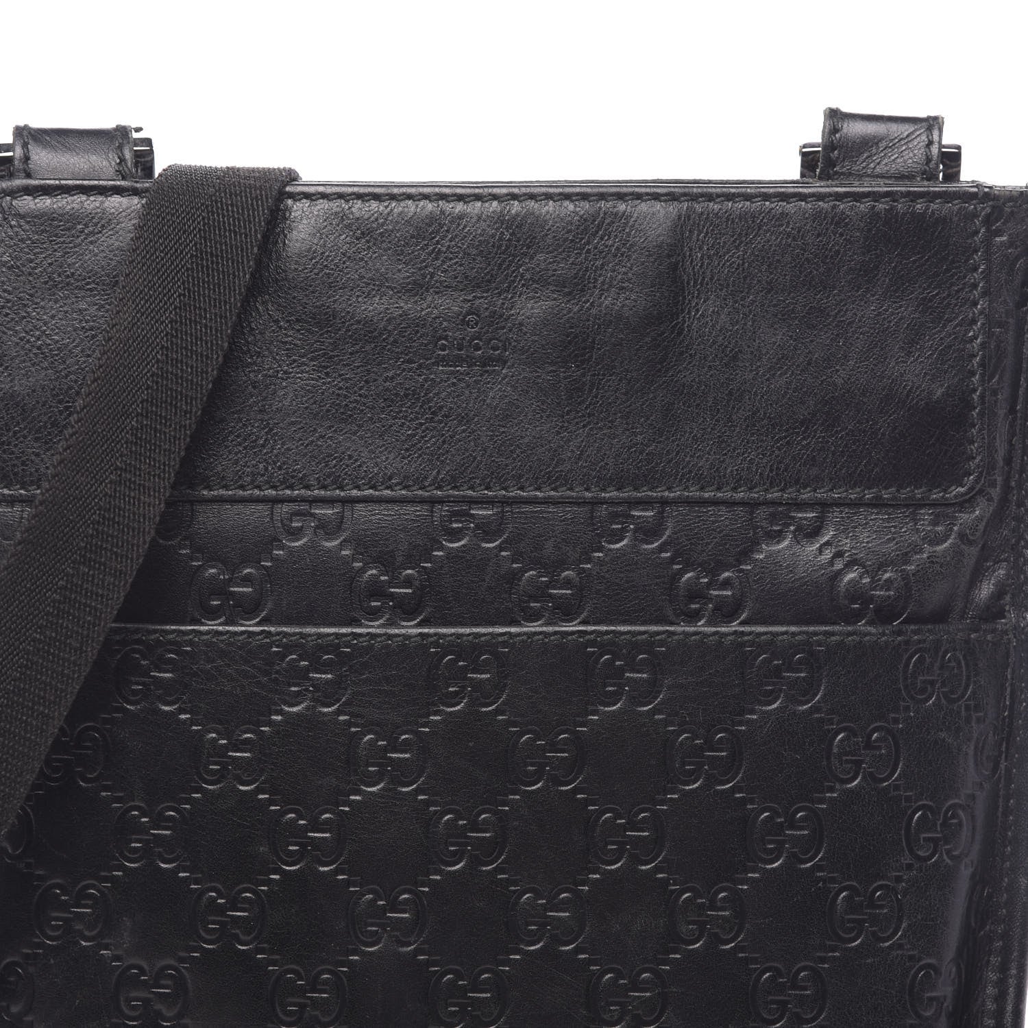 Gucci Guccissima Medium Flat Messenger Bag Black 11 of 14