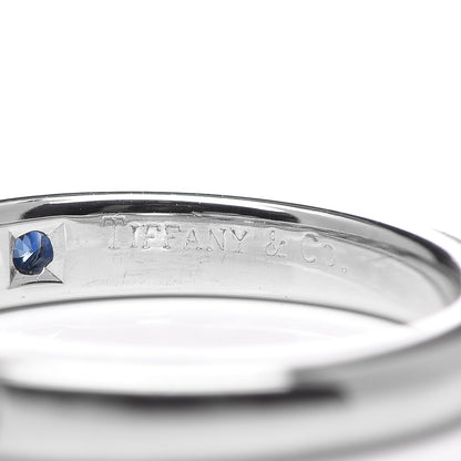 Tiffany Platinum Diamond Sapphire 3mm Band Ring 48 4.5 5 of 5