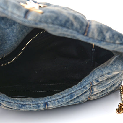 Saint Laurent Denim Quilted Toy Loulou Puffer Monogram Chain Satchel Blue Cinnamon 4 of 11