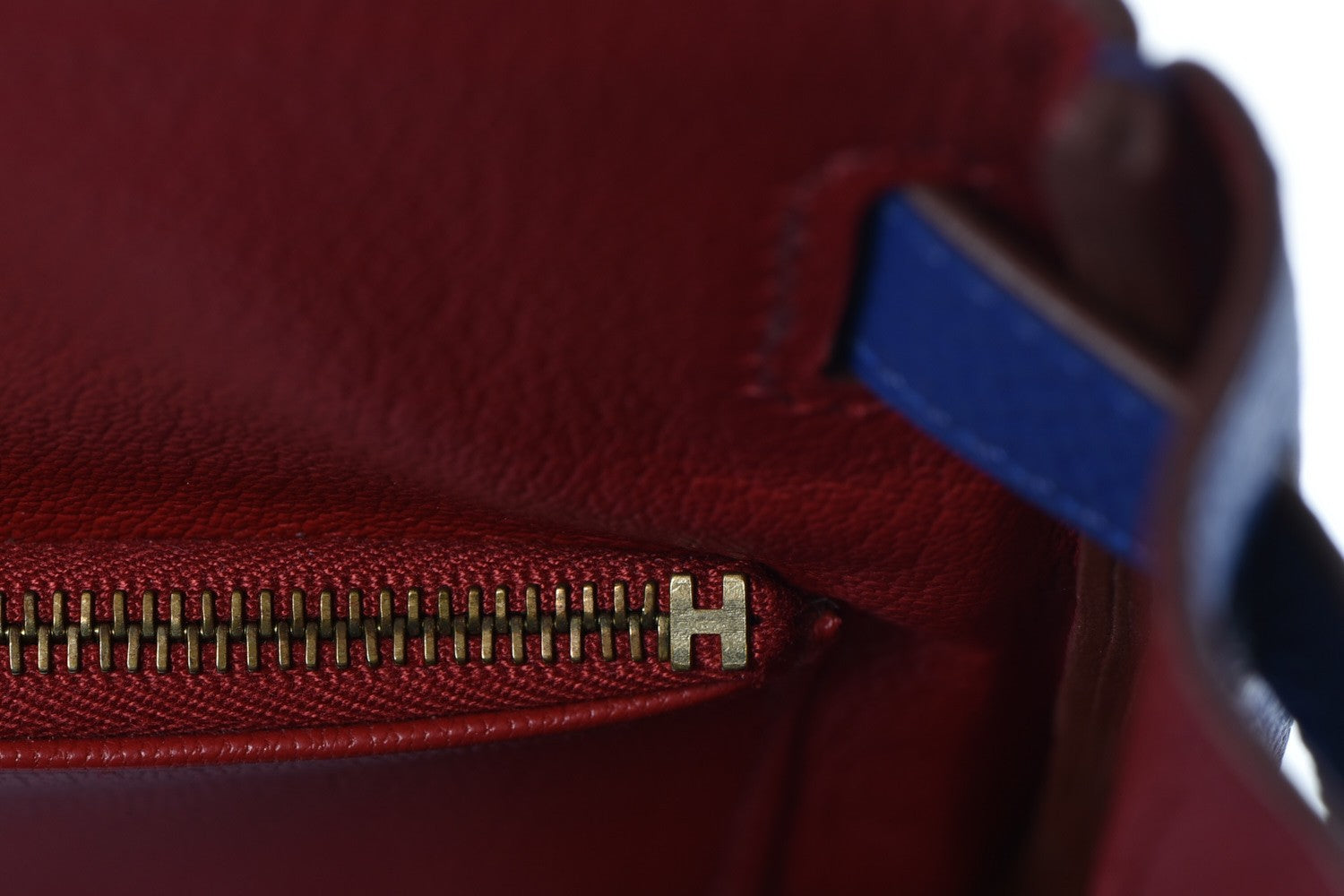 Hermes Togo Horseshoe Kelly Retourne 32 Bleu Electrique Rouge H 32 of 38