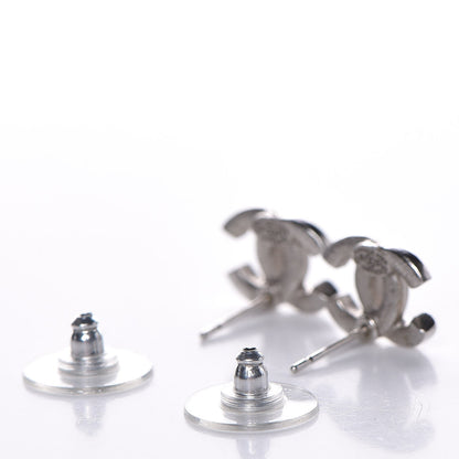Chanel Crystal CC Earrings Silver Black 4 of 5