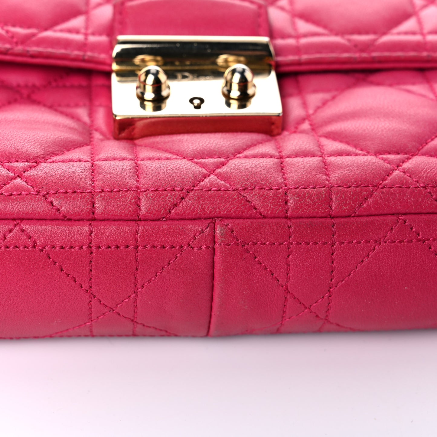Lambskin Cannage Miss Dior Promenade Pouch Fuchsia