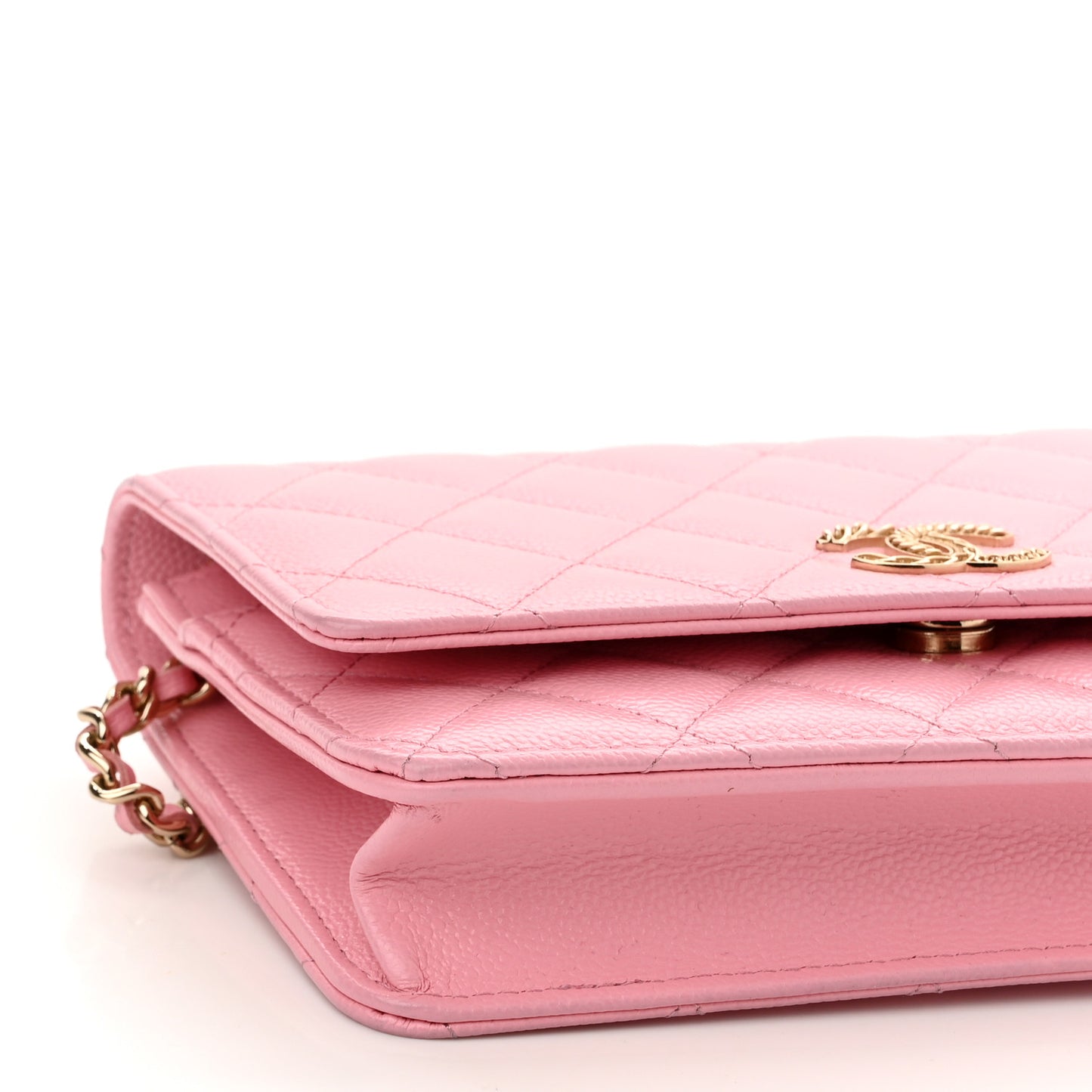Caviar Quilted Chain CC Wallet On Chain WOC Pink