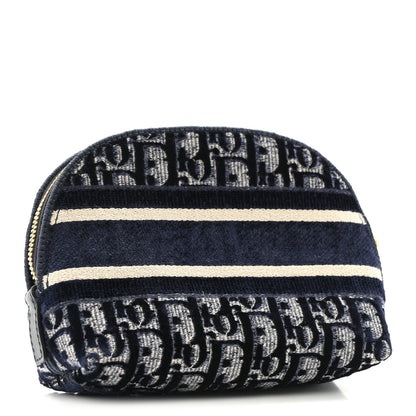 Christian Dior Velvet Oblique Cosmetic Pouch Blue 3 of 9