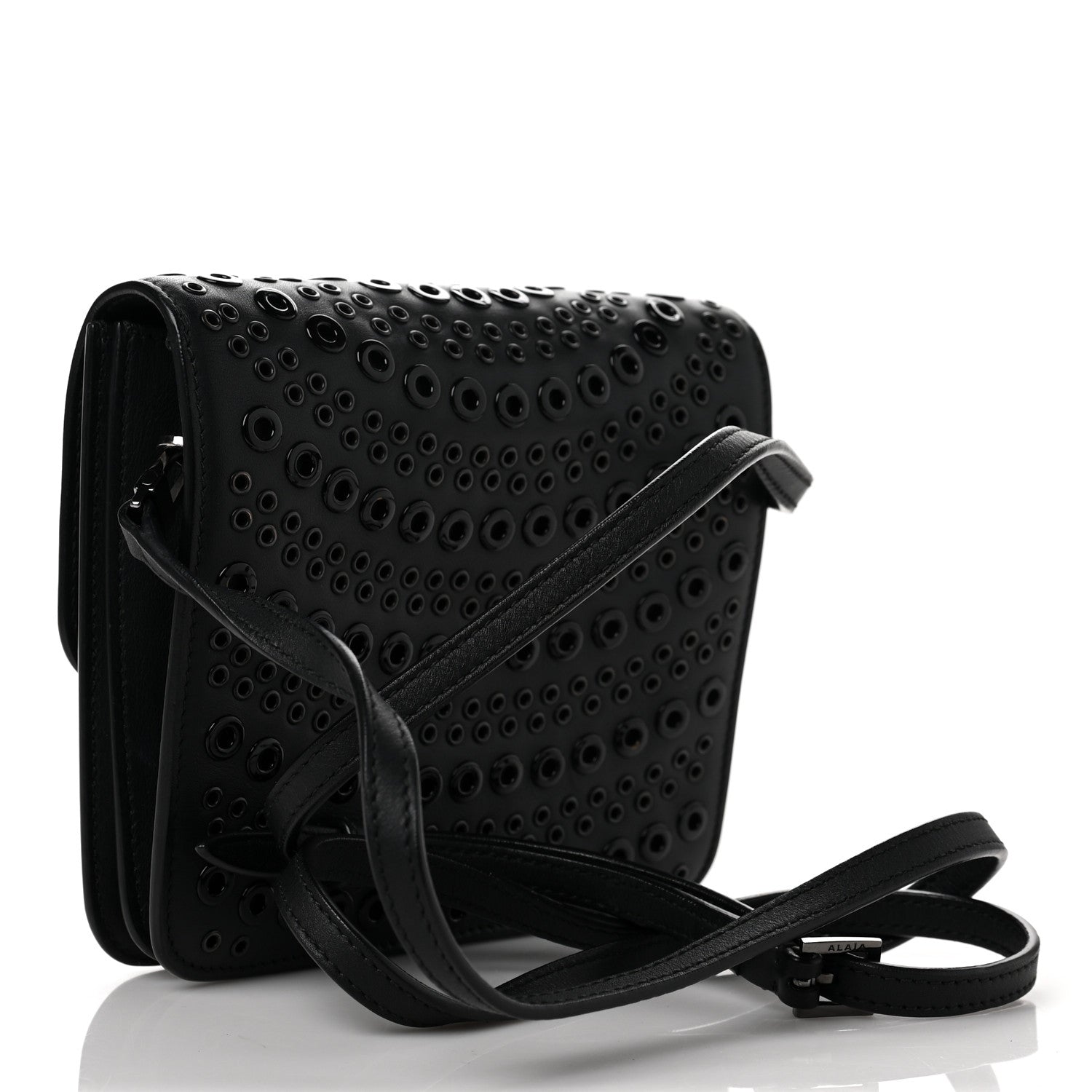 Alaia Calfskin Grommet Studded Azzedine Messenger Flap Black 2 of 7