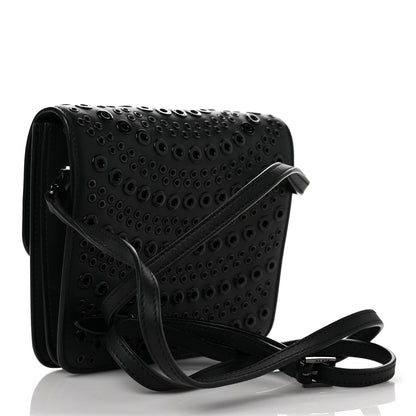 Alaia Calfskin Grommet Studded Azzedine Messenger Flap Black 2 of 7