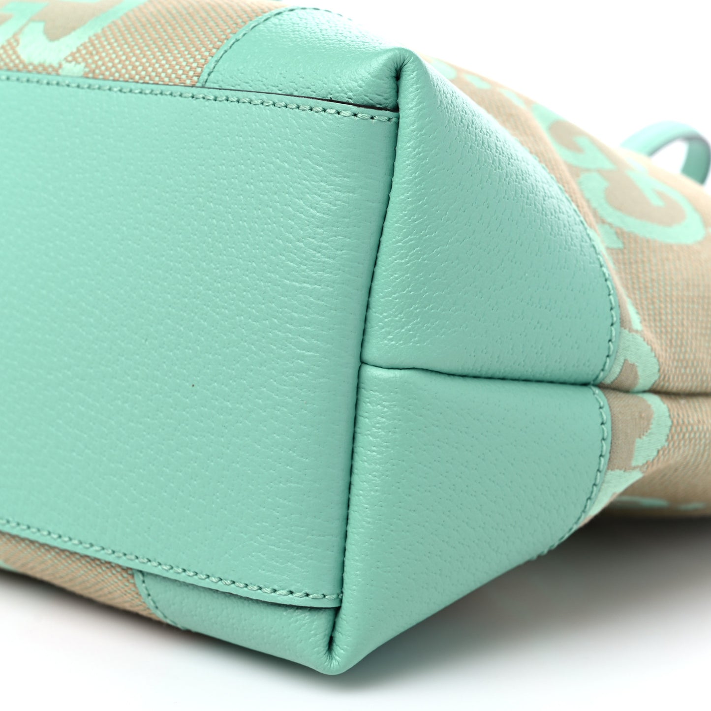 Monogram Jumbo GG Textured Dollar Calfskin Medium Ophidia Shopping Tote Beige Pepperlight Mint